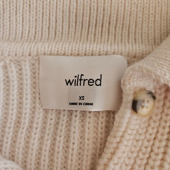 Wilfred Merino Wool Cropped Button Front Cardigan Sweater Cream Sz XS - Picture 5 of 8